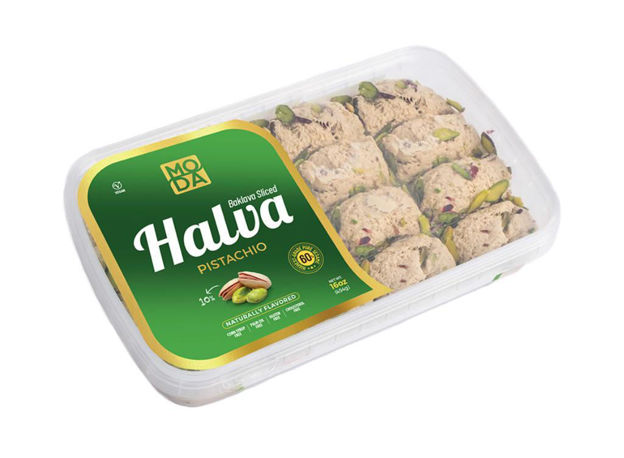 0002997_moda-pistachio-halva-in-tray-454g_625 Moda Antep Fistikli Helva / Halva with Pistachio - 454 GR - Image 1