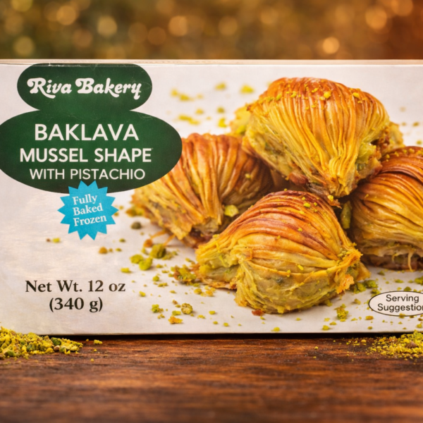 Riva Bakery Baklava Midye Antep Fistikli / Baklava Midye with Pistachio 12 OZ / 340 GR