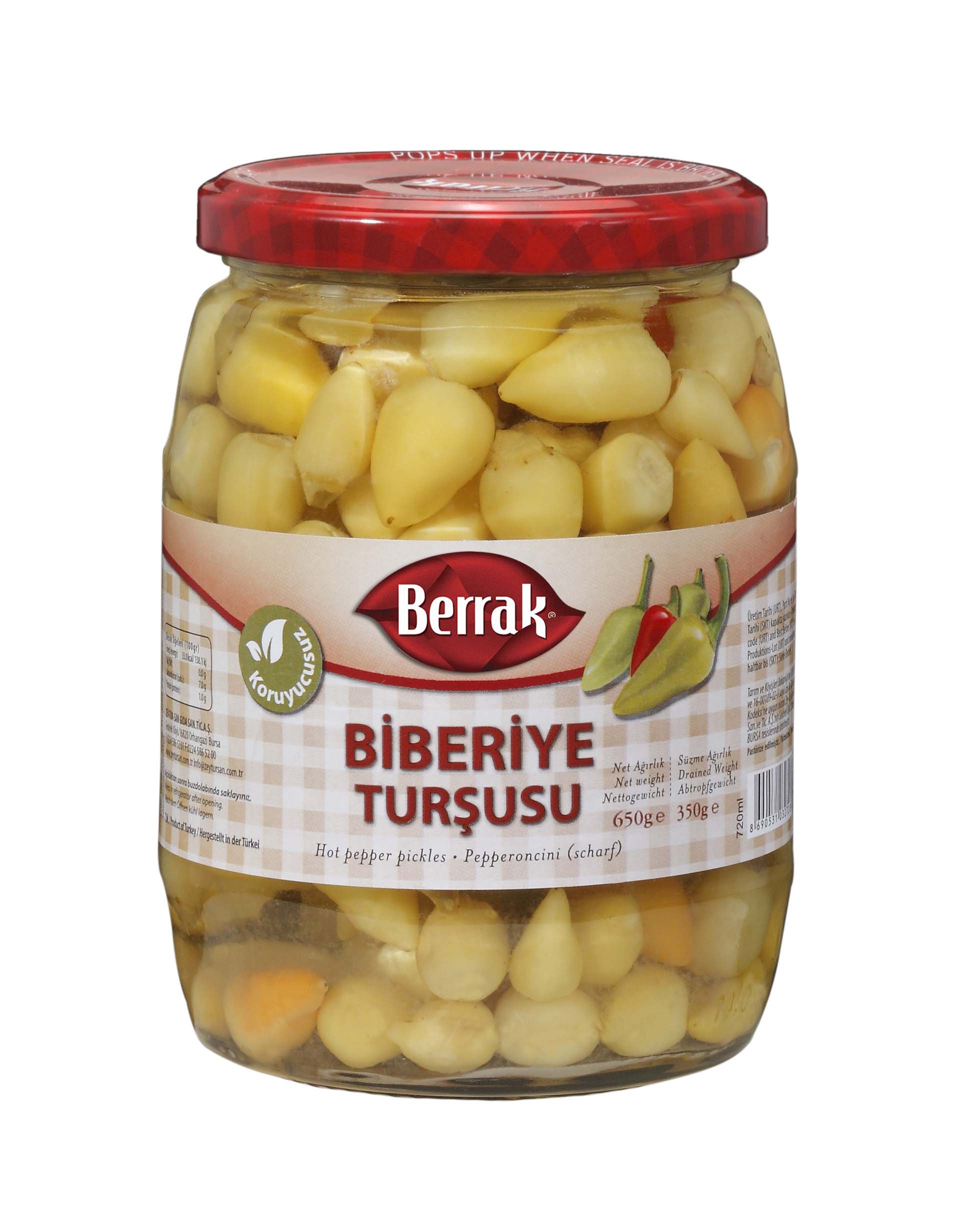 720MLBIBERIYETURSHOTPEPPER Berrak Biberiye Tursusu / Yellow Baby Hot Pepper (Whole) - 650 GR - Image 1