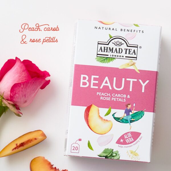 Ahmad Tea Beauty - Peach , Carob & Rose Petals - 20 Tea Bags
