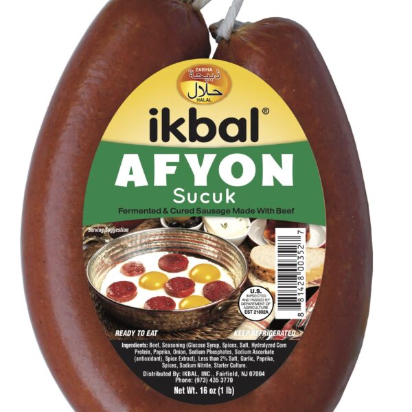 Ikbal Afyon Acisiz Sucuk / Mild Beef Soujouk - 454 GR / 1 LB