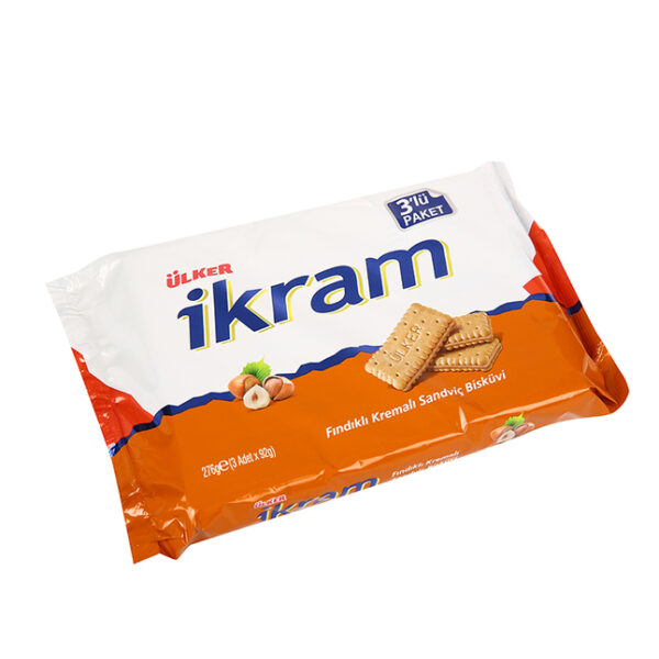 Ulker Ikram Findik Kremali Sandvic Biskuvi 3'Lu Paket / Hazelnut Chocolate Cream Cookies 3 Pack - 252 GR / 8.88 OZ