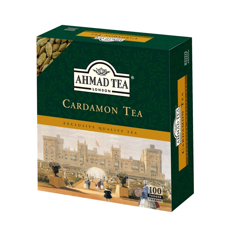 cardamomteabags Ahmad Tea Kakuleli Siyah Cay / Black Tea with Cardamon - 100 Tea Bags / 200 GR - Image 1