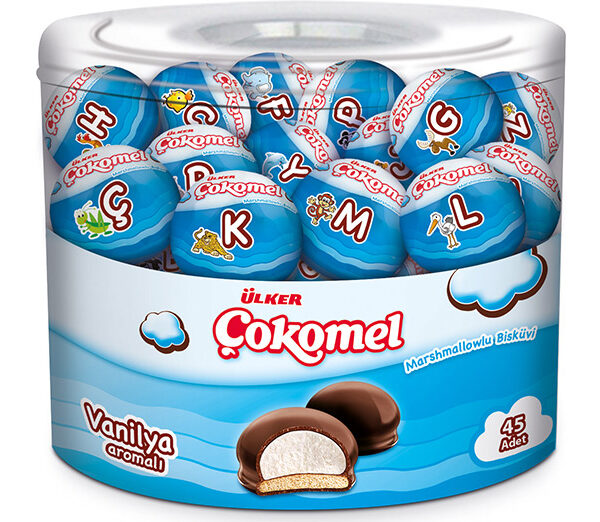 Ulker Vanilya Aromali Cokomel / Chocolate Covored Vanilla Marshmallow Biscuit 180 Gr.