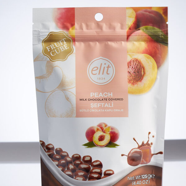 Elit Seftali Sutlu Cikolata Kapli Draje / Peach Milk Chocolate Covered - 125 GR