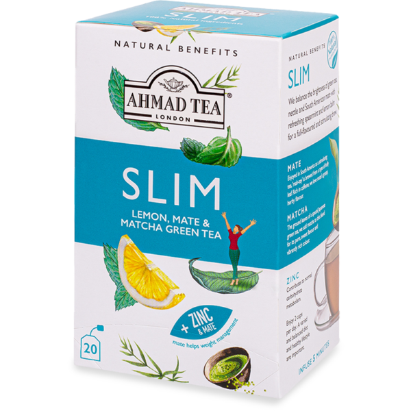 Ahmad Tea Slim Tea - Lemon / Mate & Matcha Green Tea - 20 Tea Bags