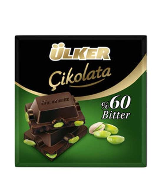 Ulker Bitter Antep Fistikli Cikolata / Bitter Chocolate W / Pistachio - 60 GR