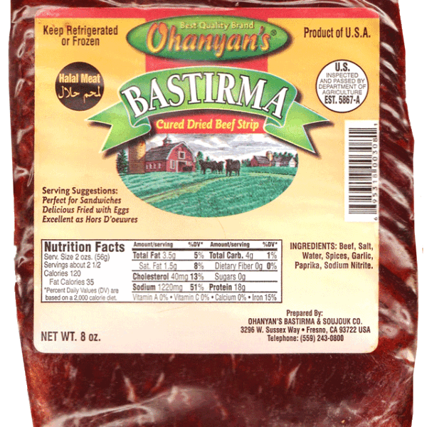 Ohanyan Pastirma Dilimli / Beef Pastrami Sliced - 227 GR / 8 OZ